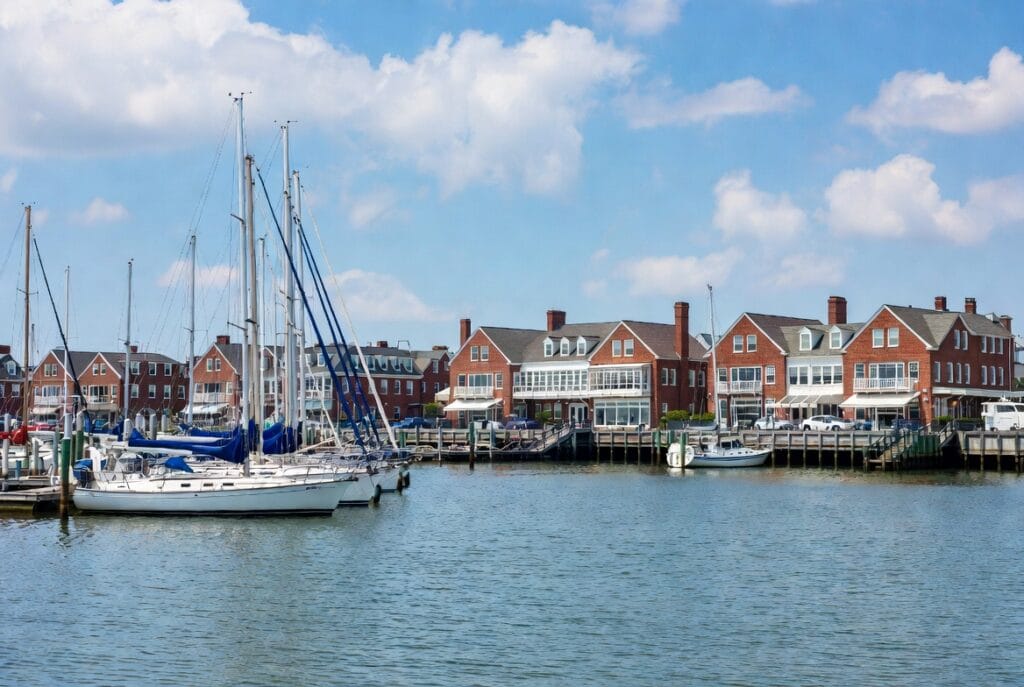 Annapolis waterfront and City Dock in Anne Arundel County, Maryland