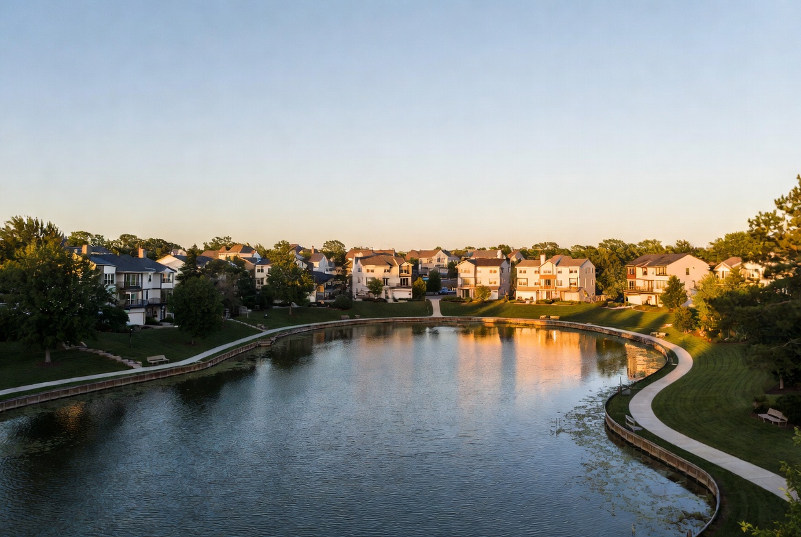 Columbia Maryland lakefront and walking paths in a planned community for home buyers