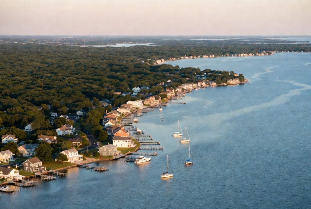 Waterfront homes along the Chesapeake Bay in Southern Maryland