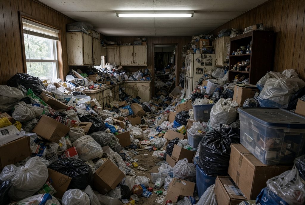 sell house as-is Maryland, cluttered hoarder home interior