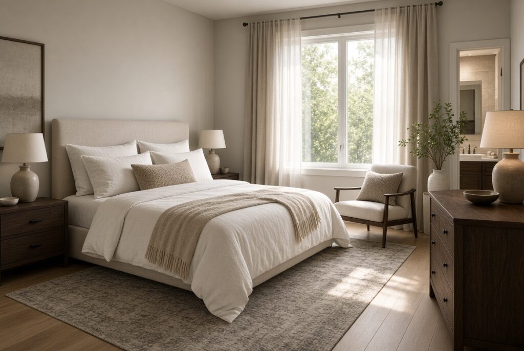 selling during divorce Maryland staged bedroom ready for market