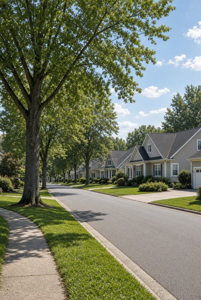 buying a house in Southern Maryland with low down payment — suburban neighborhood street