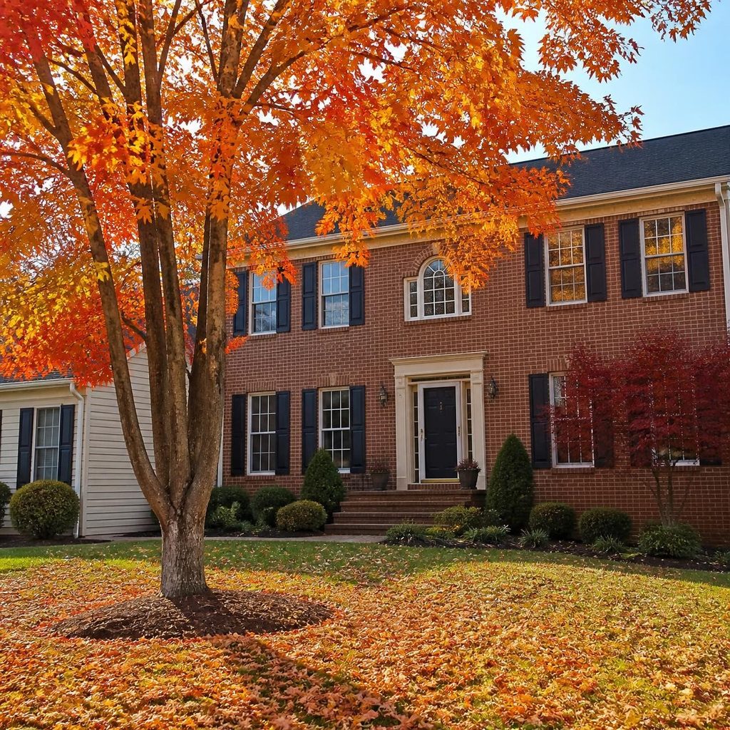 facing foreclosure in Charles County Maryland brick colonial home fall season