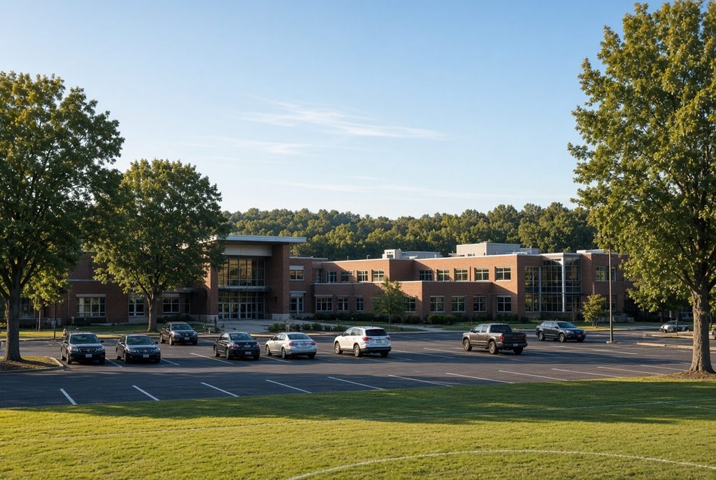 Huntingtown High School campus in Calvert County Maryland near homes for sale in Huntingtown Maryland